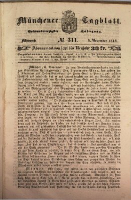 Münchener Tagblatt Mittwoch 8. November 1848