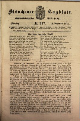 Münchener Tagblatt Dienstag 14. November 1848