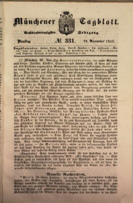 Münchener Tagblatt Dienstag 28. November 1848