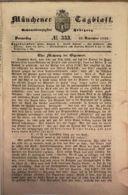Münchener Tagblatt Donnerstag 30. November 1848