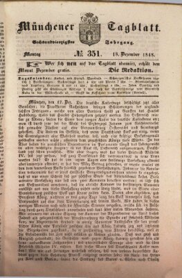 Münchener Tagblatt Montag 18. Dezember 1848