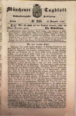 Münchener Tagblatt Freitag 22. Dezember 1848