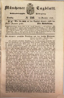 Münchener Tagblatt Samstag 23. Dezember 1848