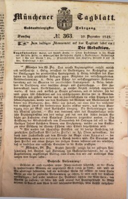 Münchener Tagblatt Samstag 30. Dezember 1848