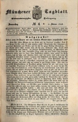 Münchener Tagblatt Donnerstag 4. Januar 1849