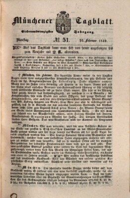 Münchener Tagblatt Dienstag 20. Februar 1849