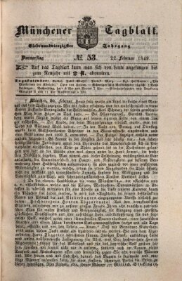 Münchener Tagblatt Donnerstag 22. Februar 1849