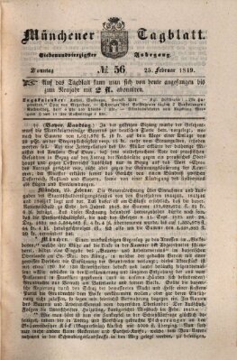 Münchener Tagblatt Sonntag 25. Februar 1849