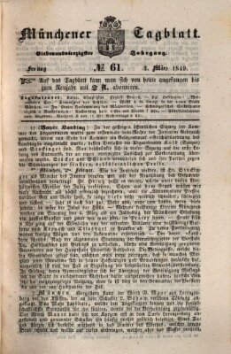 Münchener Tagblatt Freitag 2. März 1849