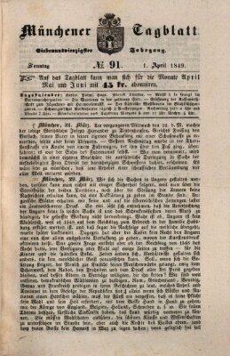 Münchener Tagblatt Sonntag 1. April 1849