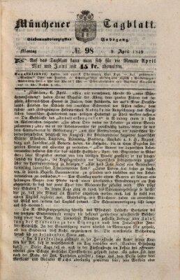 Münchener Tagblatt Montag 9. April 1849