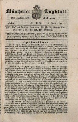 Münchener Tagblatt Freitag 13. April 1849