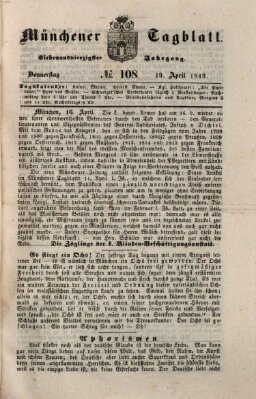 Münchener Tagblatt Donnerstag 19. April 1849