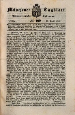 Münchener Tagblatt Freitag 20. April 1849