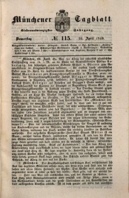 Münchener Tagblatt Donnerstag 26. April 1849