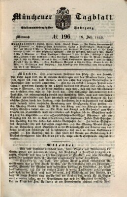 Münchener Tagblatt Mittwoch 18. Juli 1849