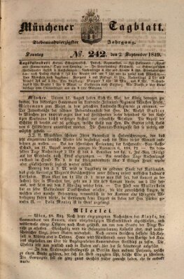 Münchener Tagblatt Sonntag 2. September 1849