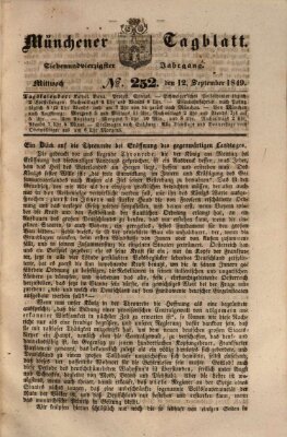 Münchener Tagblatt Mittwoch 12. September 1849