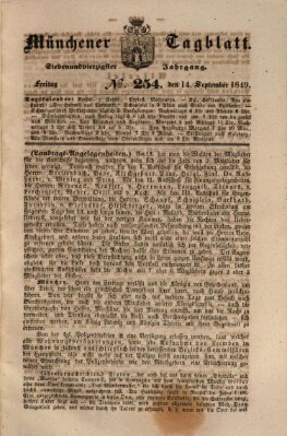 Münchener Tagblatt Freitag 14. September 1849