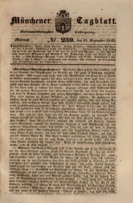 Münchener Tagblatt Mittwoch 19. September 1849