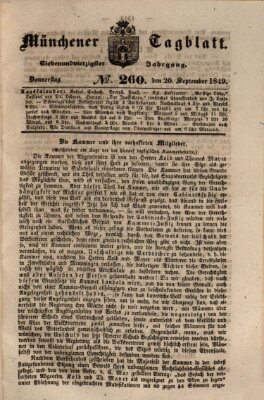 Münchener Tagblatt Donnerstag 20. September 1849