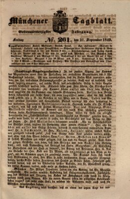 Münchener Tagblatt Freitag 21. September 1849