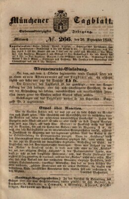 Münchener Tagblatt Mittwoch 26. September 1849