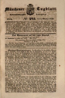 Münchener Tagblatt Freitag 5. Oktober 1849