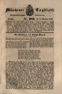 Münchener Tagblatt Samstag 13. Oktober 1849