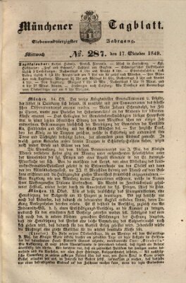 Münchener Tagblatt Mittwoch 17. Oktober 1849