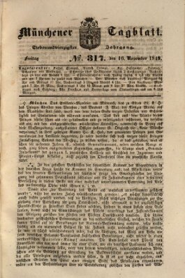 Münchener Tagblatt Freitag 16. November 1849