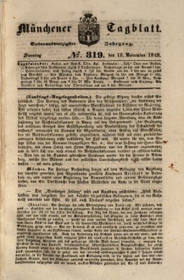 Münchener Tagblatt Sonntag 18. November 1849