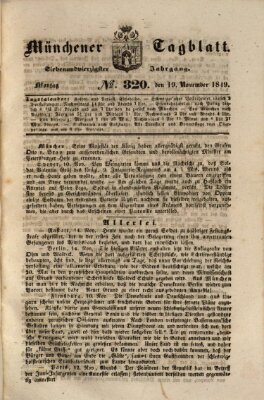 Münchener Tagblatt Montag 19. November 1849