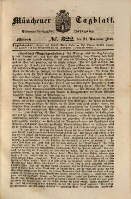 Münchener Tagblatt Mittwoch 21. November 1849