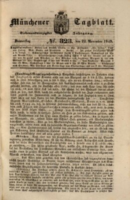 Münchener Tagblatt Donnerstag 22. November 1849