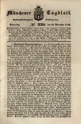 Münchener Tagblatt Donnerstag 29. November 1849