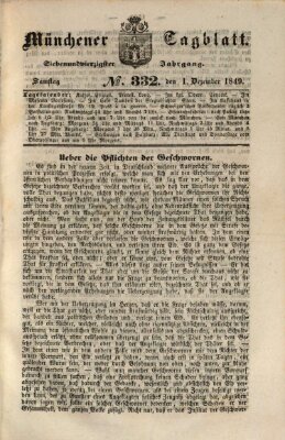 Münchener Tagblatt Samstag 1. Dezember 1849