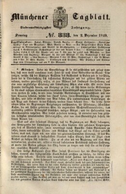Münchener Tagblatt Sonntag 2. Dezember 1849