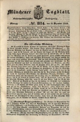 Münchener Tagblatt Montag 3. Dezember 1849