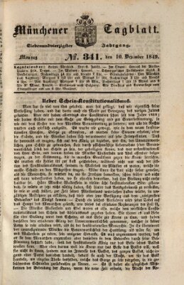 Münchener Tagblatt Montag 10. Dezember 1849