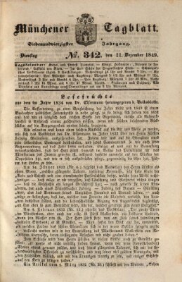 Münchener Tagblatt Dienstag 11. Dezember 1849