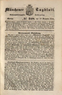 Münchener Tagblatt Montag 17. Dezember 1849