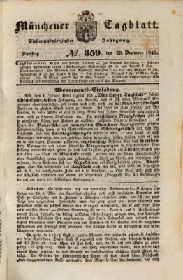 Münchener Tagblatt Samstag 29. Dezember 1849