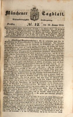 Münchener Tagblatt Samstag 12. Januar 1850