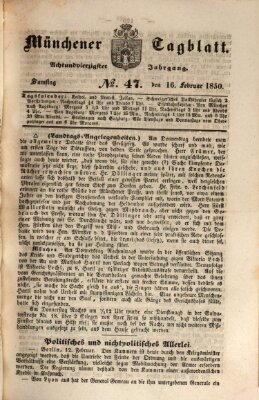 Münchener Tagblatt Samstag 16. Februar 1850