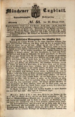 Münchener Tagblatt Mittwoch 20. Februar 1850