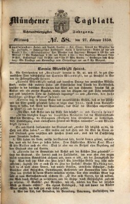 Münchener Tagblatt Mittwoch 27. Februar 1850