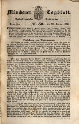 Münchener Tagblatt Donnerstag 28. Februar 1850