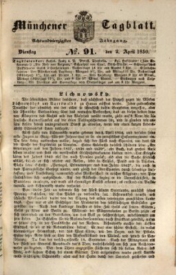 Münchener Tagblatt Dienstag 2. April 1850