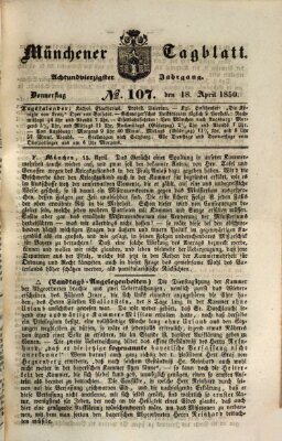 Münchener Tagblatt Donnerstag 18. April 1850